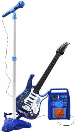 SILUK E-Gitarre + Verstärker + Mikrofon mit Ständer Set für Jungen (Blau), Blau