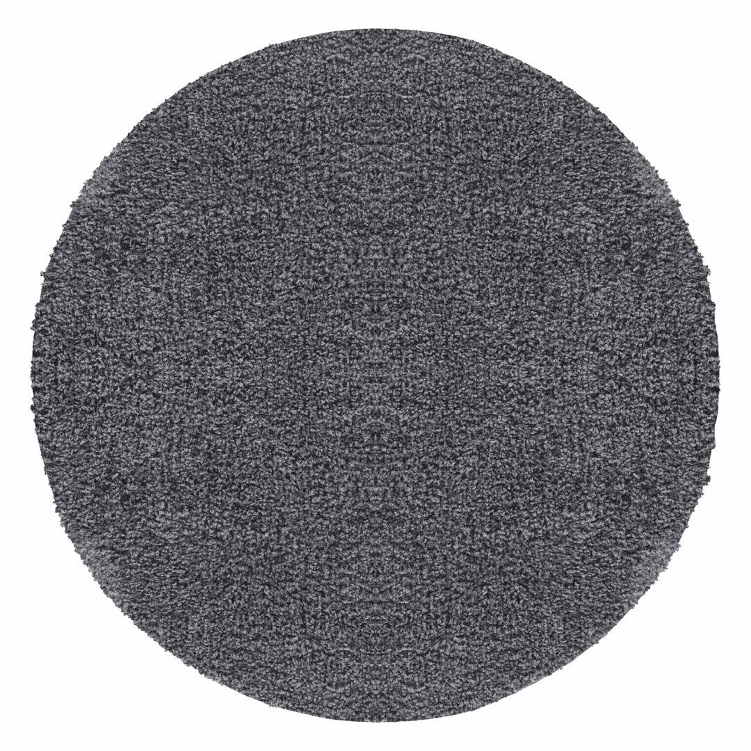 Teppium Hochflor Teppich Wohnzimmer Shaggy 120 cm Rund Grau - Flauschiger Teppich Extra Weich, Wasch