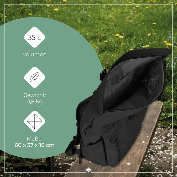 Travelite Handgepäck Rucksack, Laptop Rucksack 15,6 Zoll, BASICS, Reiserucksack Rolltop Funktion, 60