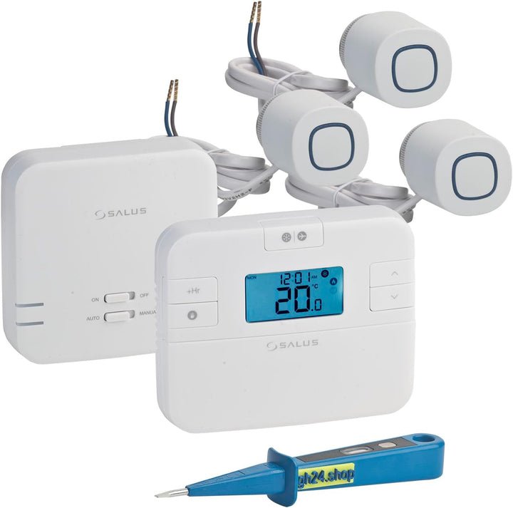 SmartHome Heizung Einzelraumregelung Digitaler Funk Raumthermostat mit Empfänger und 3 Stück Stellan