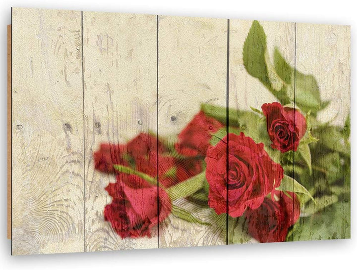 Wanddeko Rosen Kunst modern Bilder Blumen Rot 100x70 cm Deko Paneel 100x70 cm Rot_a, Deko Paneel 100