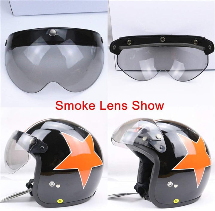 SPYMINNPOO Visier für Motorradhelme, Universelles 3-Snap-Retro-Helmvisier, Winddichtes Halbgesichtsh