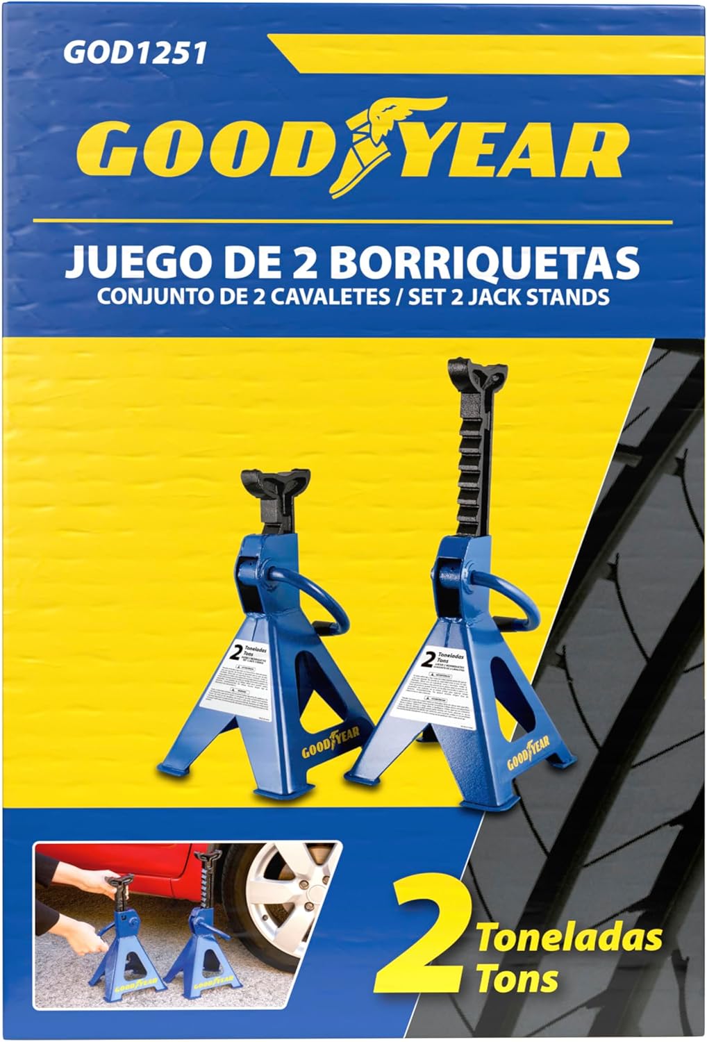 GOODYEAR GOD1251 Stahl Jack, Kapazität: 2 Tonnen, 2er Set, Set of 2 UNTERSTELLBÖCKE 2 TONNEN, UNTERS
