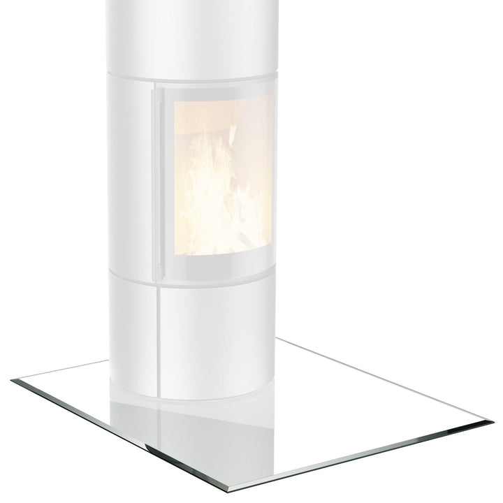BIJON Glasplatte Quadrat für Kaminofen mit Dichtlippe, Glasbodenplatte - Funkenschutzplatte Glas mit