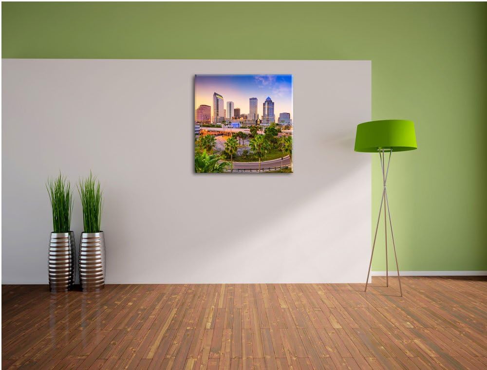 Skyline in den USA, Format: 70x70 auf Leinwand, XXL riesige Bilder fertig gerahmt mit Keilrahmen, Ku
