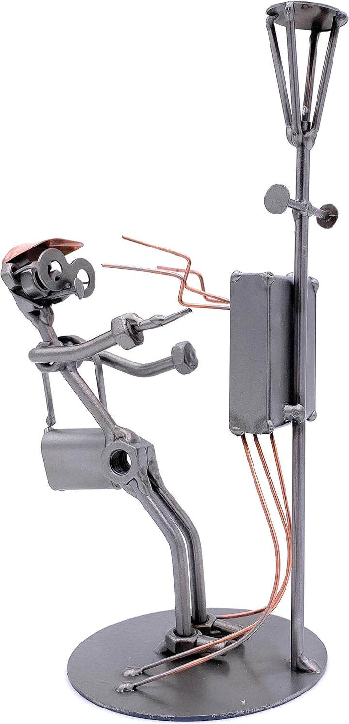 STEEMO Schraubenmännchen Elektriker Handwerker Geschenk Metall-Deko 13x12x24 cm