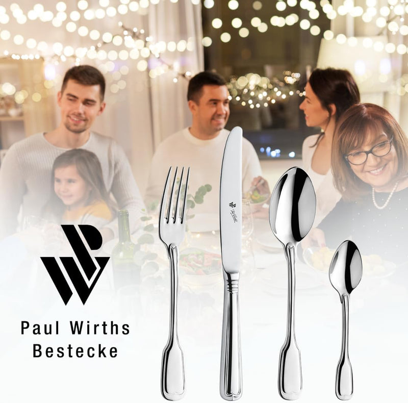 Paul Wirths AUGSBURGER FADEN 9800 Besteck Set 12 Personen, Edelstahl rostfrei, poliert & spülmaschin