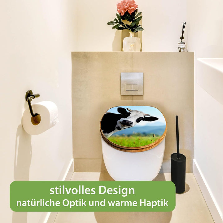 banjado Design WC Sitz Bambus Absenkautomatik 45,8x37,5cm - Toilettendeckel mit Absenkautomatik Holz