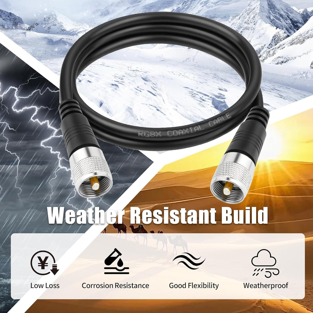 RFAdapter CB Koaxkabel, RG8x Koaxialkabel 3ft UHF PL259 Stecker auf Stecker Low Loss CB Antennenkabe
