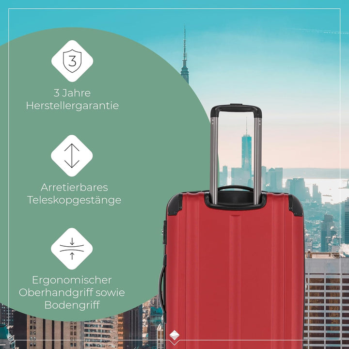 travelite 4-Rad Handgepäck Koffer erfüllt IATA Bordgepäckmass, Gepäck Serie City: Robuster Hartschal
