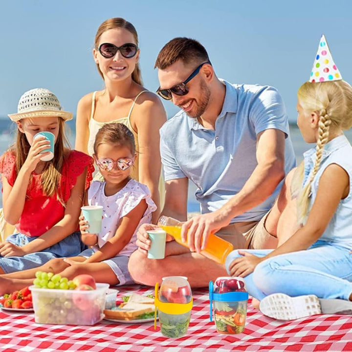 LSRVNM 2 Stück Müslibecher To Go 870ml, Jogurtbecher mit Löffel und Deckel, Salatbecher Yoghurt to G