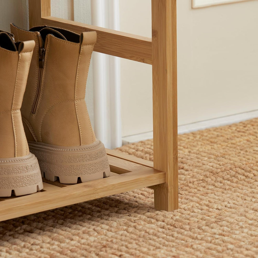 SoBuy FSR47-N Schuhbank mit Sitzfläche und Schubladen Garderobenbank Schuhregal Sitzbank Bambus BHT