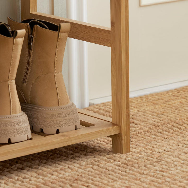 SoBuy FSR47-N Schuhbank mit Sitzfläche und Schubladen Garderobenbank Schuhregal Sitzbank Bambus BHT