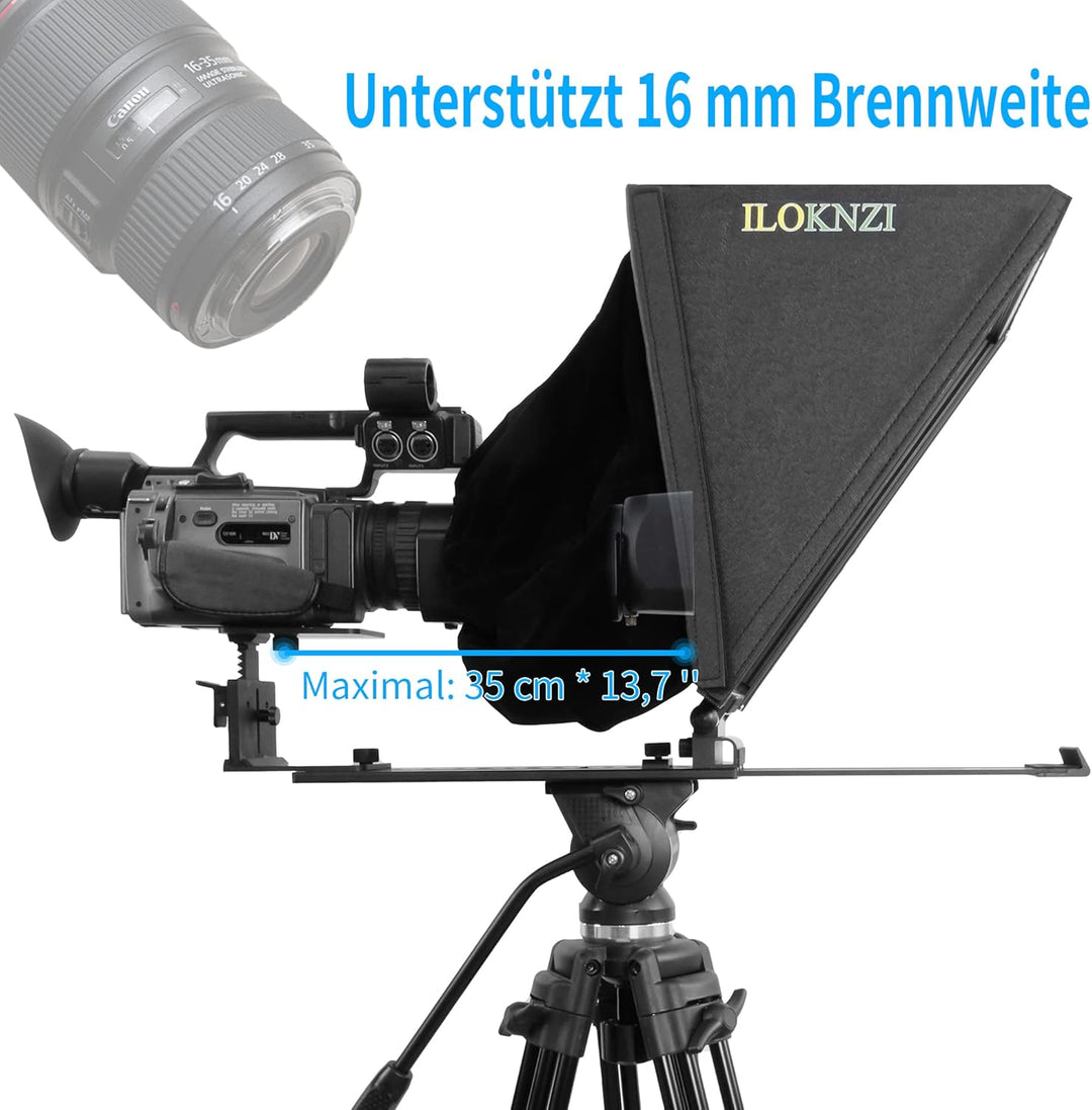 18 Zoll Drehbar Teleprompter mit Bluetooth-Fernbedienung und Beschriftungssoftware, Videoaufzeichnun
