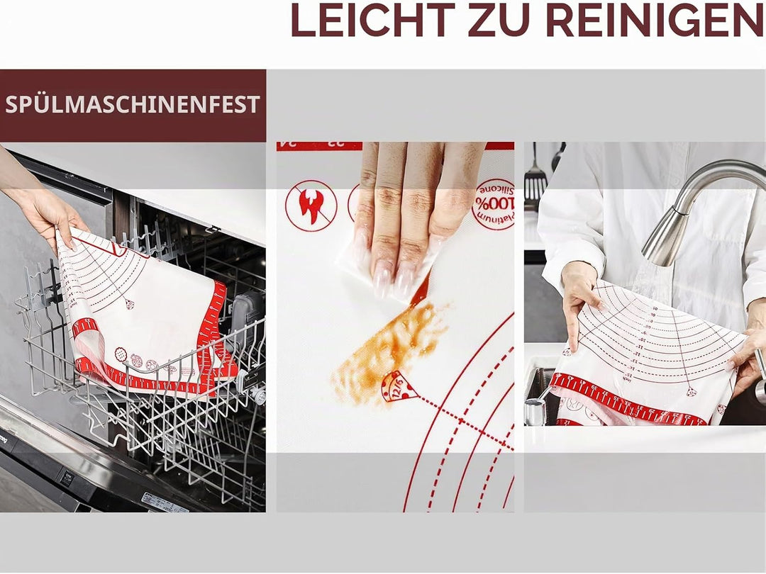 Silikon Backmatte Extra gross 80x60cm, Grösse Antihafte Silikonmatte mit Messung, Teigmatte, Backenu
