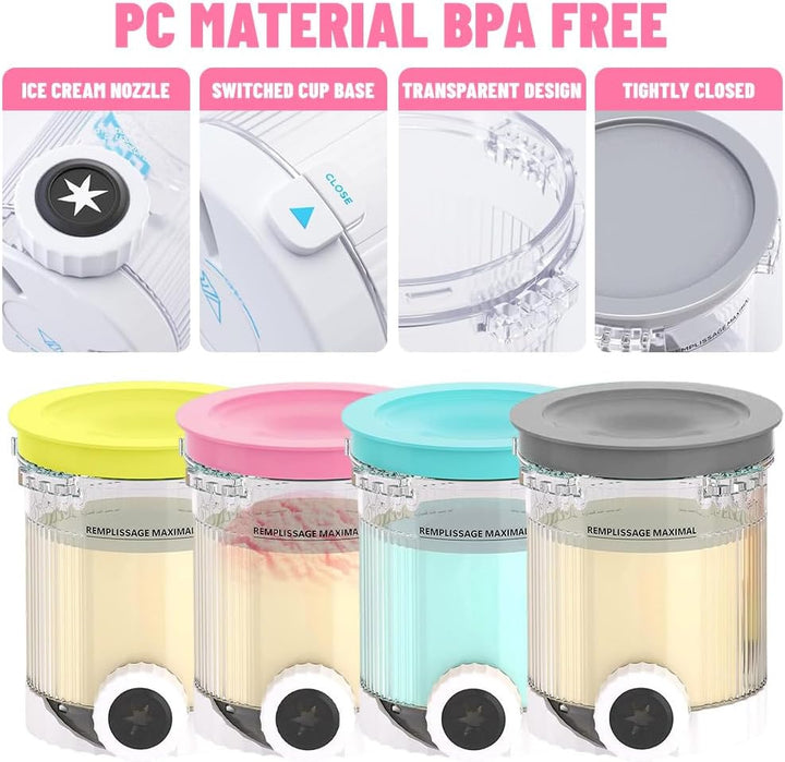 4 Stück Behälter für Ninja Swirl Creami 480 ml, Eisbehälter für NC700 NC701EU Serie, BPA-frei, Spülm