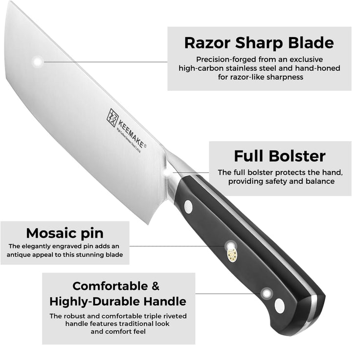 KEEMAKE japanisches messer, Nakiri Messer, 17cm Gemüsemesser, Kochmesser Hackmesser,scharfes Küchenm