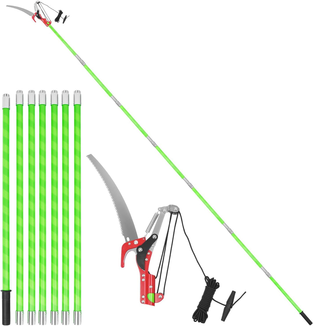 QWORK® 8 m Hochreichbare Hochentaster, Astsäge Baumsäge mit Einstellbare Stiel, Schneidet Sauber und