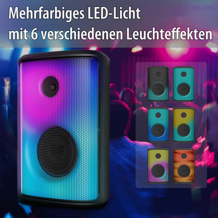 auvisio Partybox: Mobile Outdoor-PA-Partyanlage & -Bluetooth-Boombox, Lichteffekte, 200W (Karaoke Bo