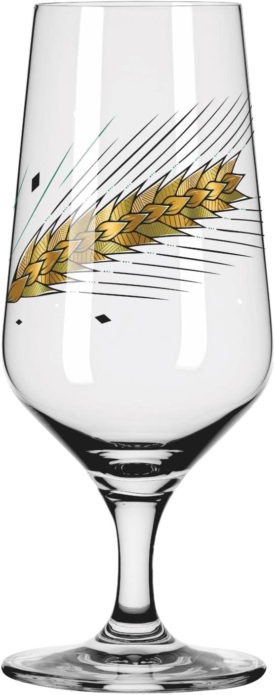 Ritzenhoff 3471003 Bierglas 300 ml – 2er Set – Serie Brauchzeit, Motiv Nr. 3 – Gerste, mehrfarbig –