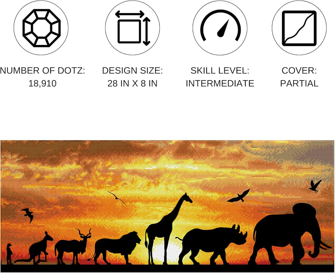 DIAMOND DOTZ DD9.055 - Original 5D Diamond Painting Set Afrika Himmel, Kreativset mit 18.910 Diamant