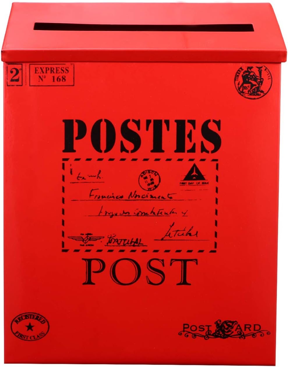 NUOBESTY Vintage Briefkasten Metall Retro Postkasten Wandmontage Mit Grossem Stauraum Für Briefe Zei