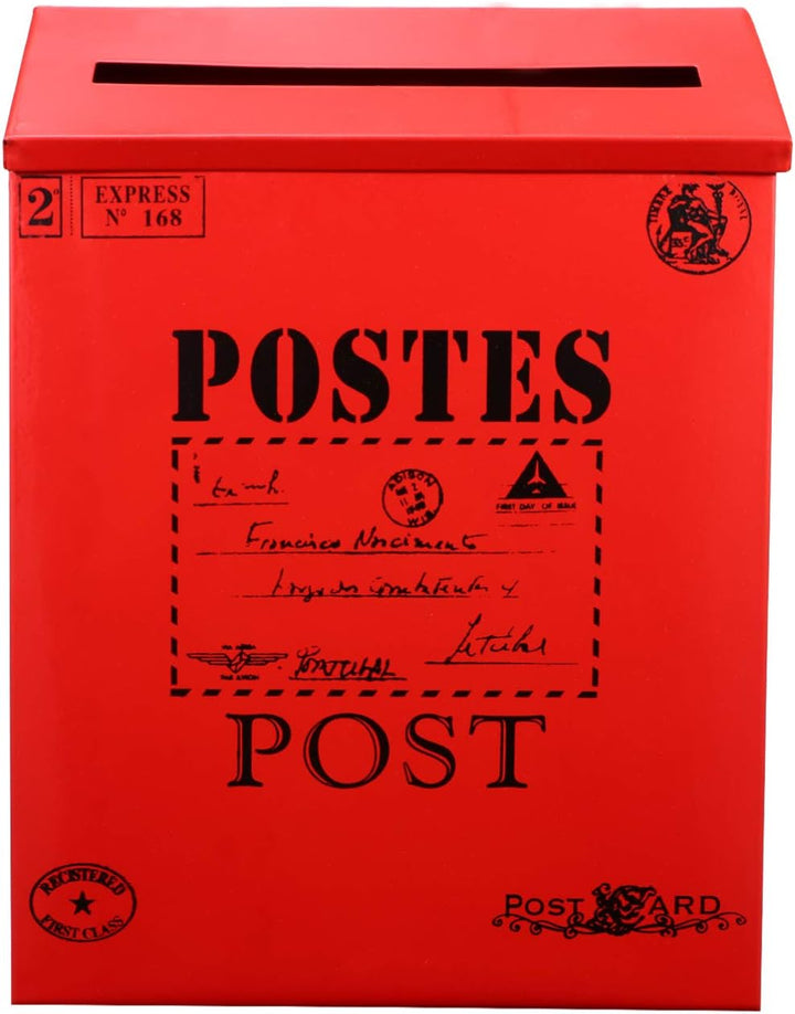NUOBESTY Vintage Briefkasten Metall Retro Postkasten Wandmontage Mit Grossem Stauraum Für Briefe Zei