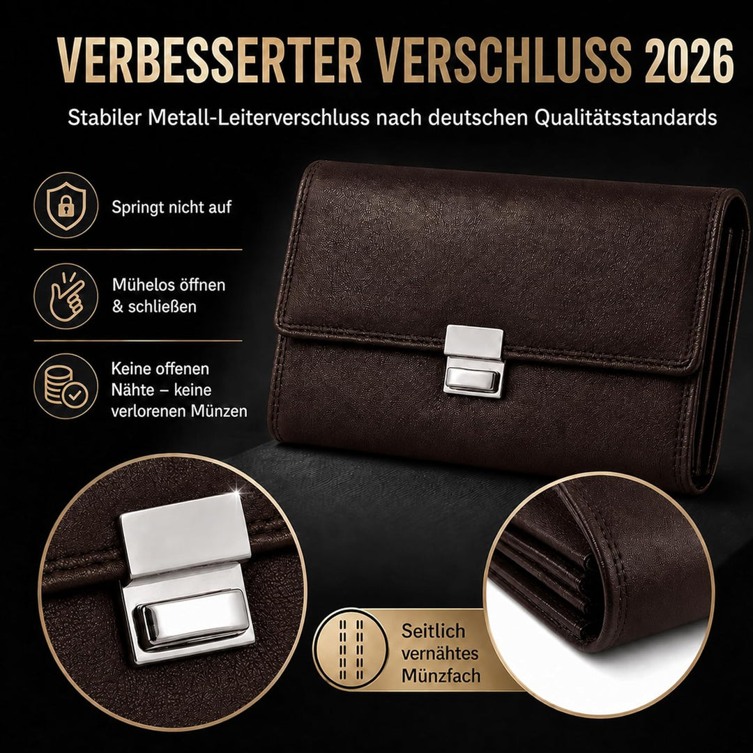 FLEXIBILITE®️Profi Kellner Geldbörse Profi Wasser Büffel [2025] Echt Leder RFID (18,5 x 9,5 x 4,5cm