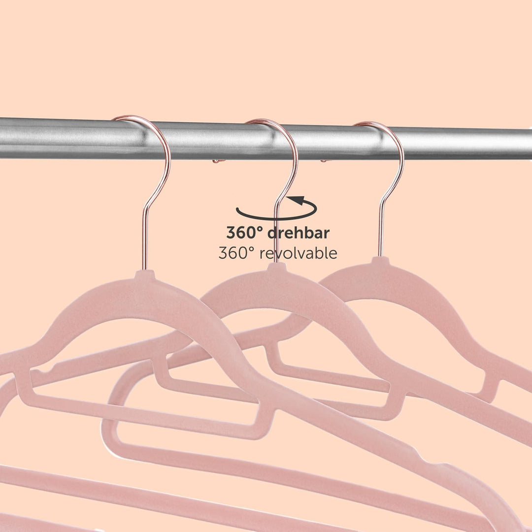 Blumtal Kleiderbügel 30 Stück - Samtbezug, 360° drehbar und belastbar - Platzsparend und rutschfest