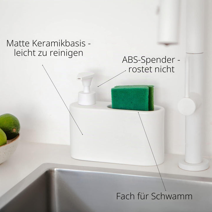 KOOK TIME Zubehör-Set für Küche - inkl. 1 x Salzdose mit Deckel und 1 x seifenspender küche mit stau