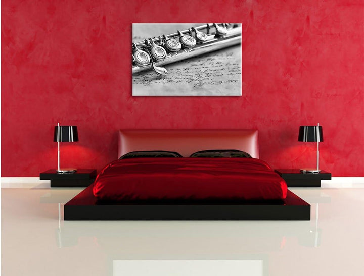 Pixxprint Detailaufnahme Einer Querflöte als Leinwandbild/Grösse: 100x70 / Wandbild/Kunstdruck/ferti