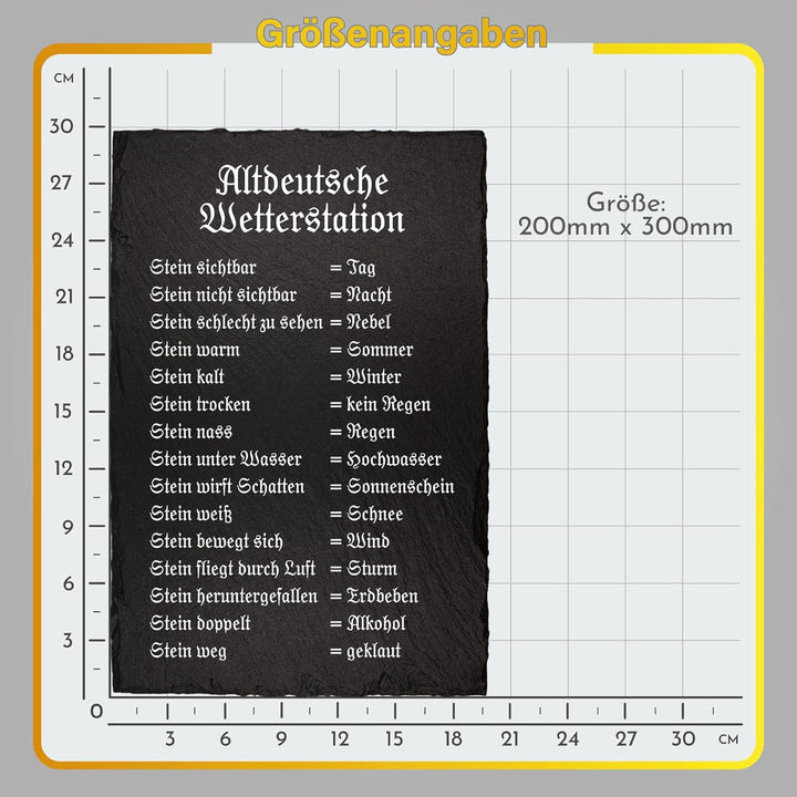 Wetterstein Wetterstation 20x30cm Schieferplatte für Garten Balkon Deko Schiefertafel Tafel beschrif