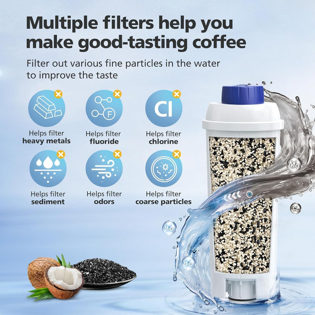 DLSC002 Water Filter for DeLonghi Coffee Machine, Water Filter Replacement Compatible with De'Longhi