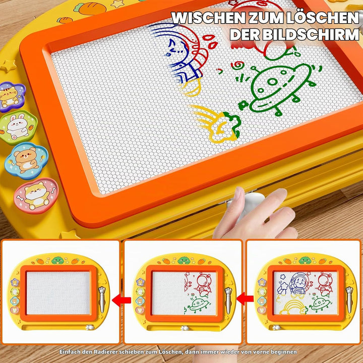 XL Magnetische Zaubertafel für Kinder, Maltafel mit Stempel &amp; Stift, Lernspielzeug &amp; Reisegrösse, Ge