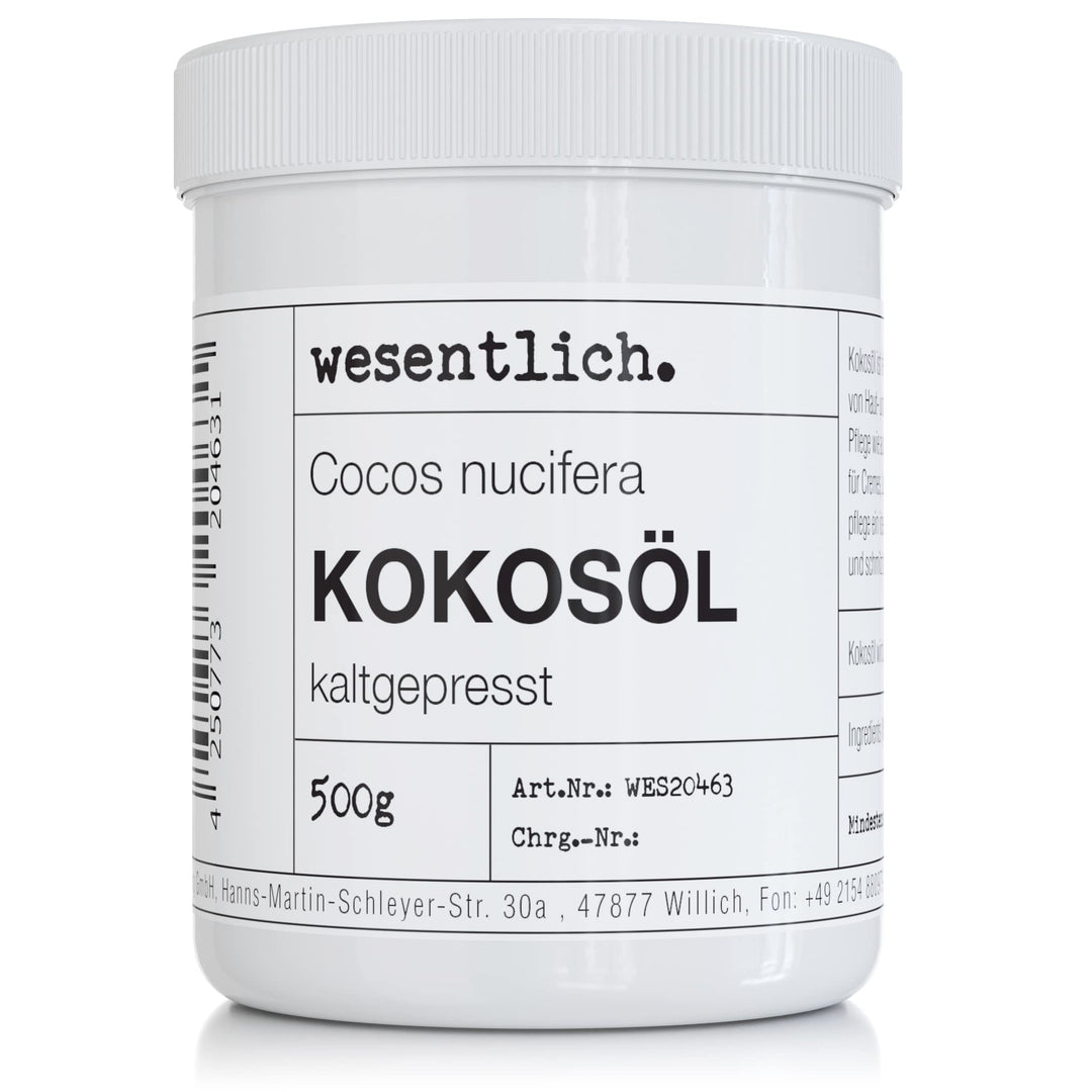 Kokosöl kaltgepresst 500g - reine Pflege für Haut und Haar - ohne Zusätze - in wiederverschliessbare