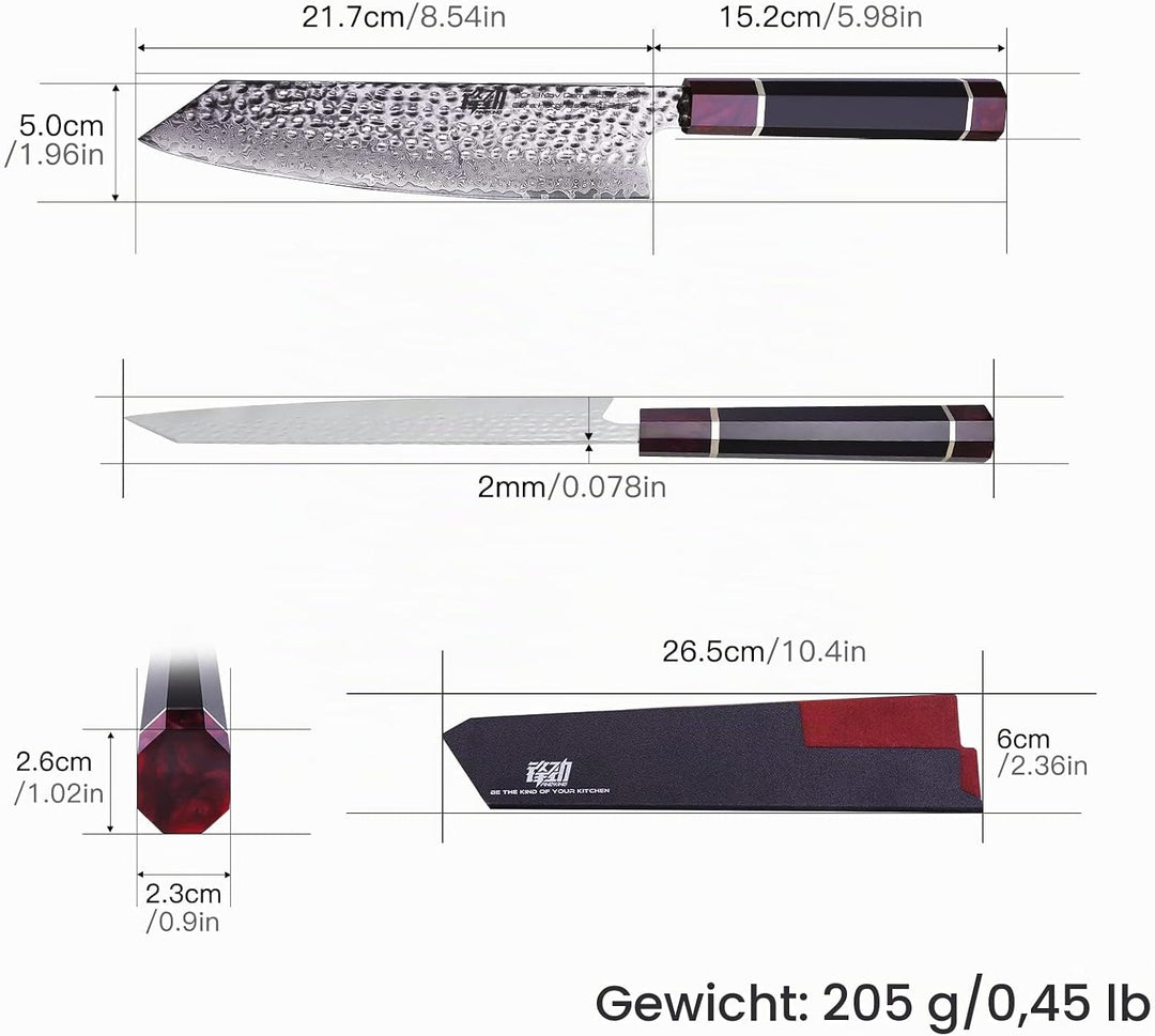 FINDKING Eternity Series Japanisches Kiritsuke Messer mit ABS Scheide, Mehrzweck Gyuto Kochmesser, 9