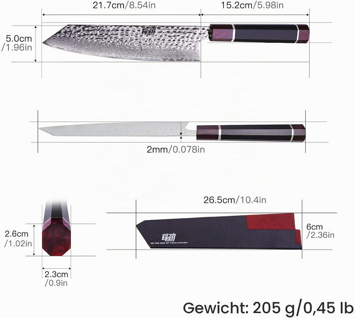 FINDKING Eternity Series Japanisches Kiritsuke Messer mit ABS Scheide, Mehrzweck Gyuto Kochmesser, 9