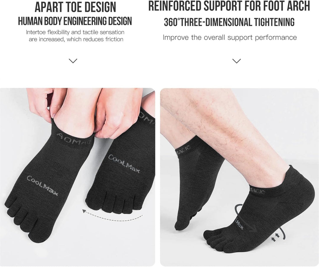 Zehensocken für Frauen Männer Coolmax Laufsocken 5 Fingersocken athletische Zehensocken 3 Paar 43-47