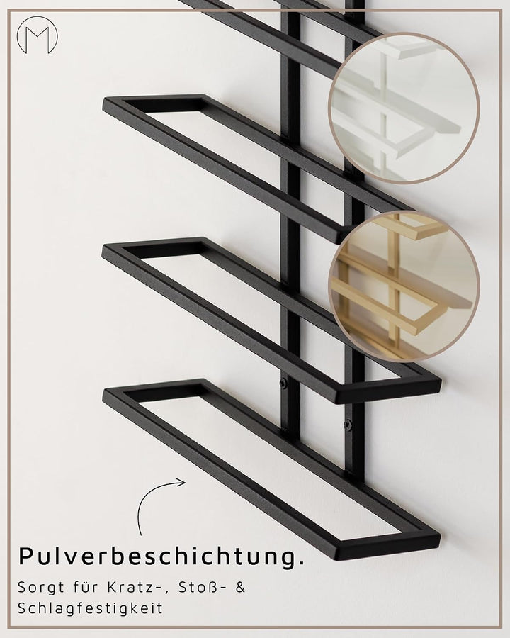 Metallbude Weinregal VINIA - Schwarz - Minimalistisches Weinregal aus Metall mit Wandmontage - 6 Fla