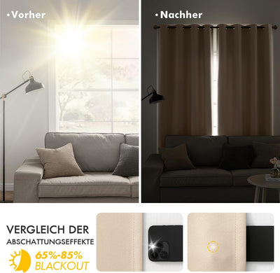 MIULEE Vorhänge Beige Blickdicht mit Ösen, Schöner Weicher Verdunklungsvorhänge zum Verdunkeln von R