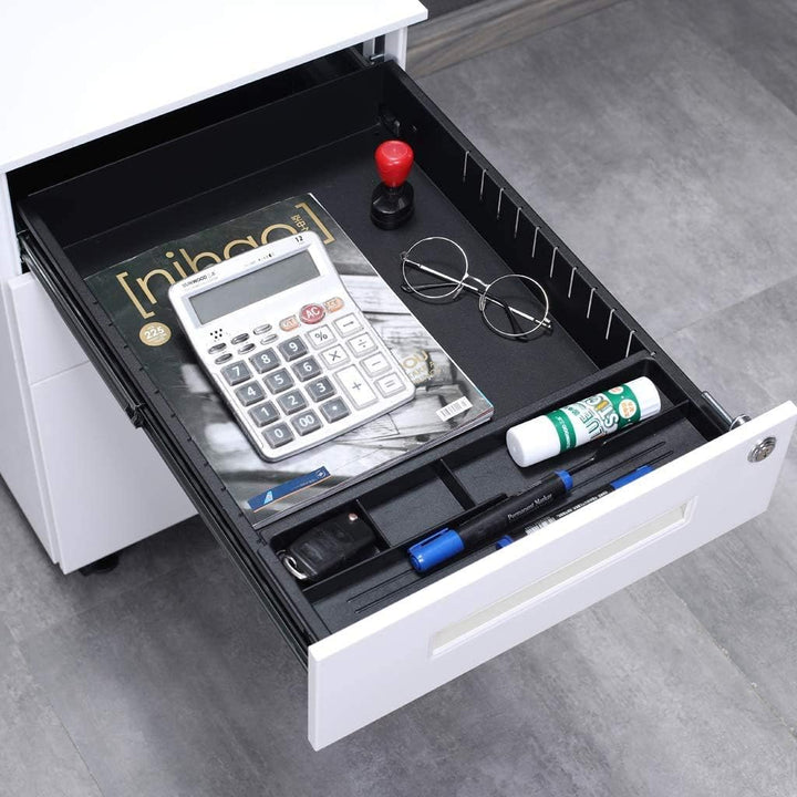 Aktenschränke, Büro-Rollcontainer,Rollcontainer, inkl. 3 Schübe Bürocontainer mit Anti-umkippen-mech