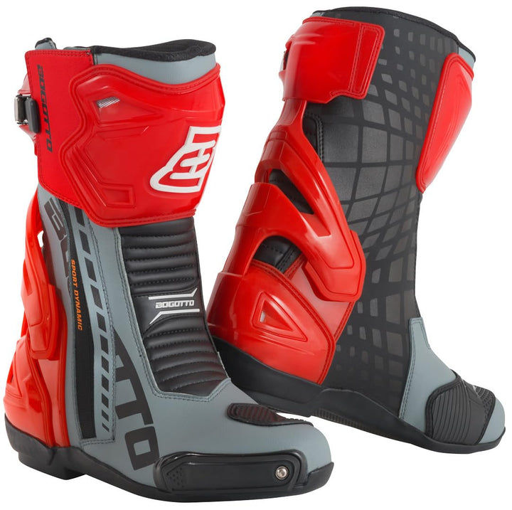 Bogotto Donington Motorradstiefel, grau/schwarz/rot, 40 Grau Schwarz Rot 40 EU, Grau Schwarz Rot 40