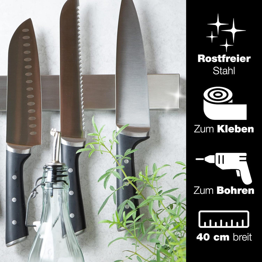 Moritz & Moritz Magnetleiste Messer selbstklebend 40cm – Messer Magnetleiste zum Kleben oder Bohren