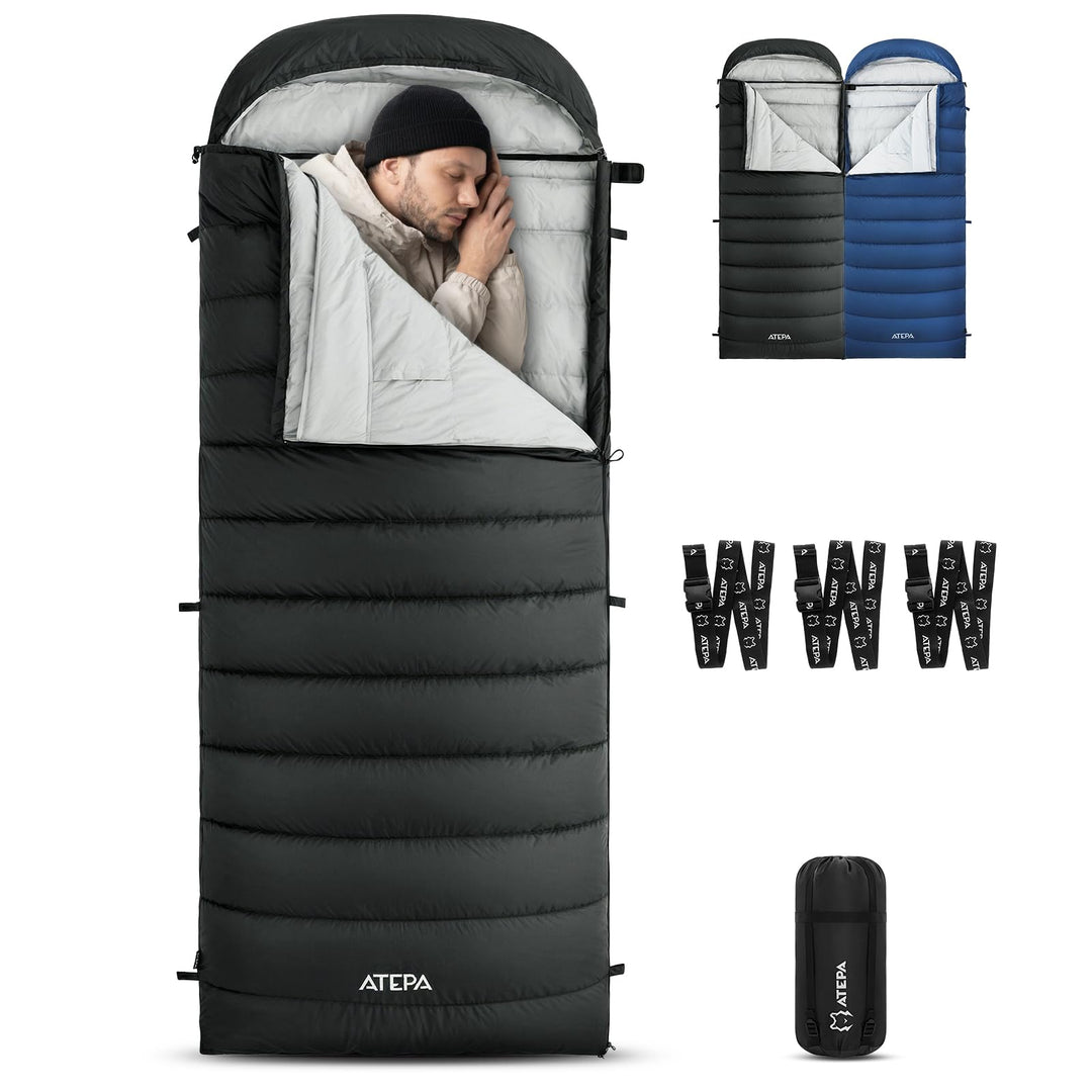 ATEPA Ultraleichter Daunenschlafsack 650/700FP, 3-Jahreszeiten (12°C / 6°C / -1°C), Leicht & Kompakt