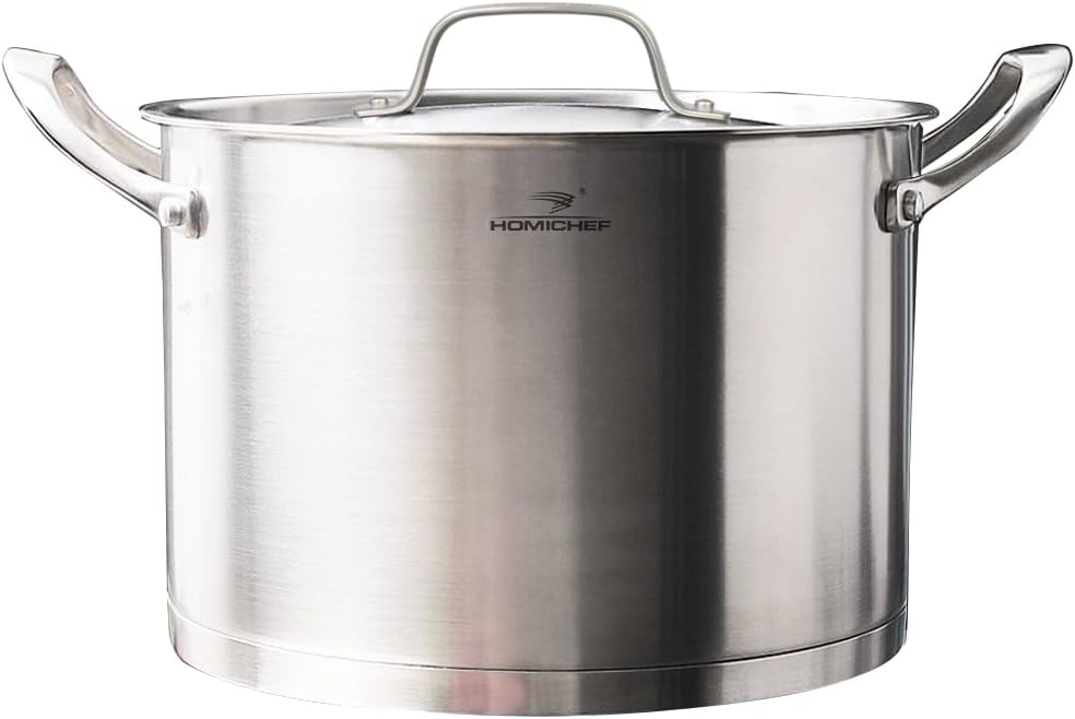 HOMI Chef Suppentopf mit Deckel, matt poliert, nickelfrei, Edelstahl, 3,2 L (keine giftige Antihaftb