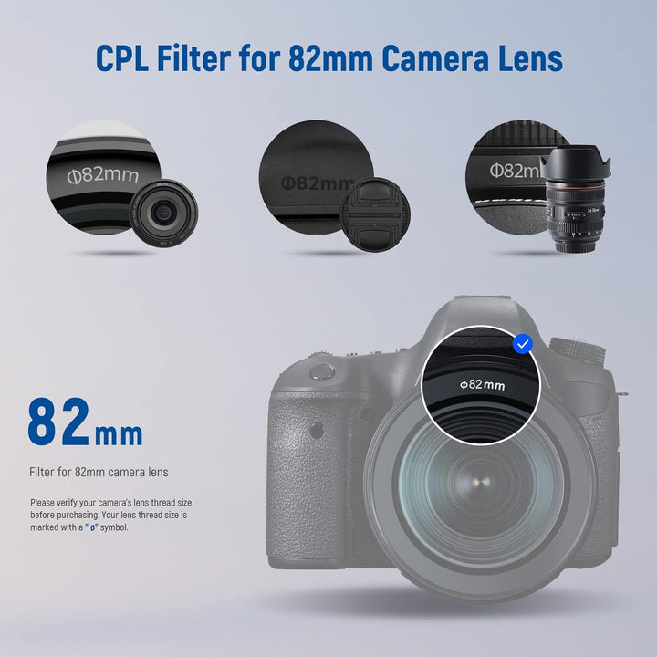 NEEWER 82mm Polarisationsfilter(Polfilter),CPL Filter mit 30 lagiger Mehrschicht Polarisationsfolie,
