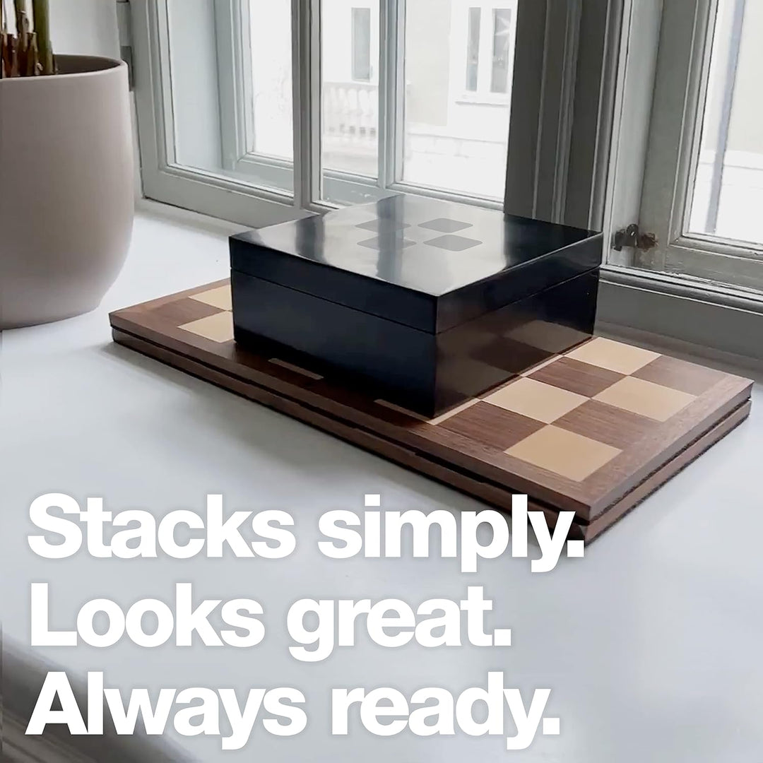 Tempest MagSplit™ Tragbares Schachbrett aus Holz in voller Grösse und Tempest All-in™ wetterfeste Sc