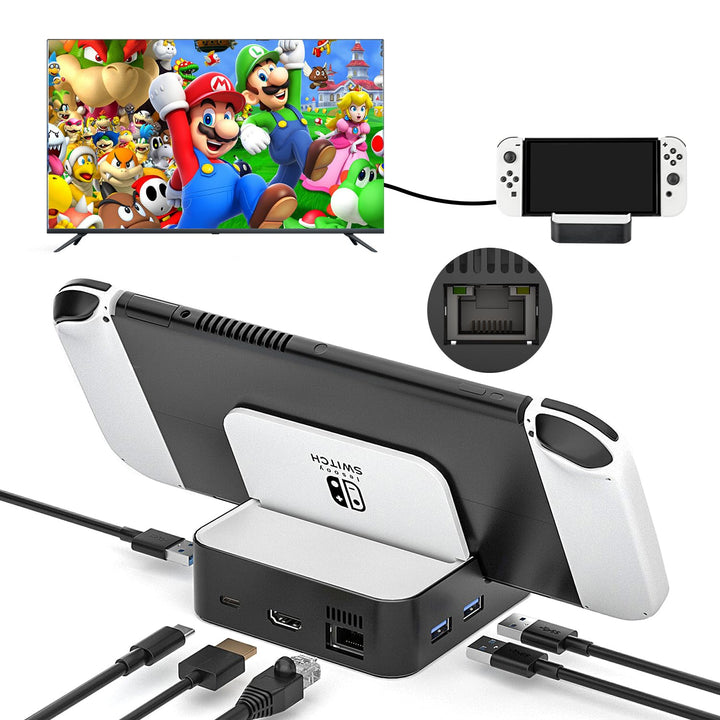 Switch TV Dock, Aukuoy Docking Station für Nintendo Switch/Switch OLED, 6-in-1 Switch Dock Portable