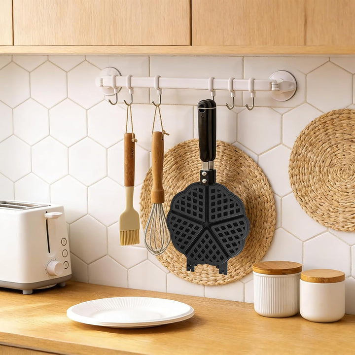 JIAMIAN Waffle Makers, with Non-Stick Coating &amp; Heat-Insulated Handle, Sandwich Iron, Press Plate Ma