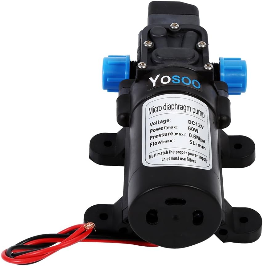Membranpumpe Hochdruck Wasserpumpe, DC12V 5L/Min 115PSI Hochdruck Membran Automatisch Water Pumpe Wa